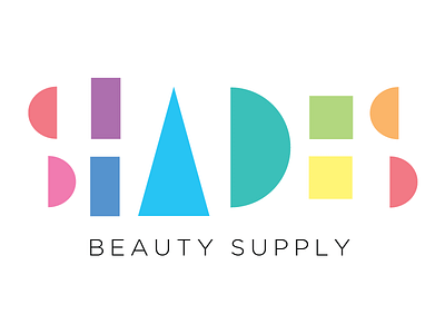 Shades Beauty Supply Logo brand colorful logo minimalist negative space rainbow shades word mark