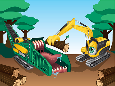 Tree Eater anthropomorphic anthropomorphism illustration machinery tree service