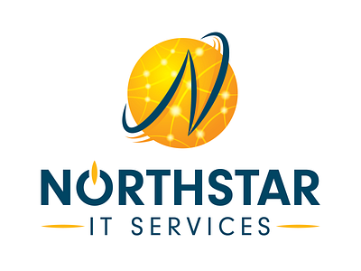 Northstar IT Services Logo branding globe identity it services it support logo mark network north northstar star technology logo