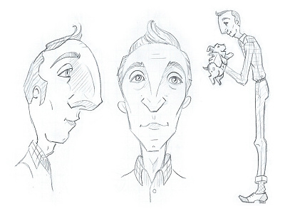 Character Study - Roger big nose character character design character study male man middle aged old fashioned puppy sketch skinny tall