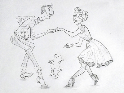Character Sketch - Roger & Lindy character design character study dance dancing puppy retro swing