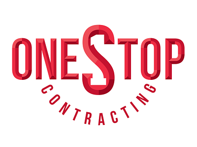 One Stop Contracting Logo 1 3d bevel brand contracting identity lettermark logo mark one stop red s typographic