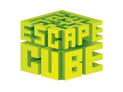 Escape Cube Isometric 3D Mark 3d brand cube escape game green identity isometric lettermark logo mark maze perspective typographic typography