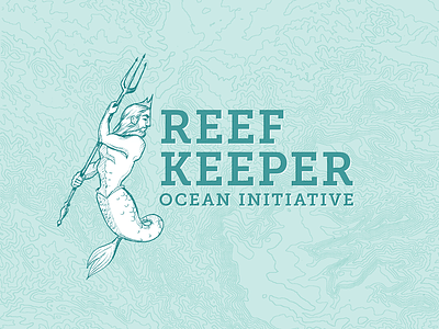 Reef Keeper Ocean Initiative brand branding conservation drawing environmental identity initiative keeper king logo mark mascot mermaid merman ocean poseidon protection reef triton