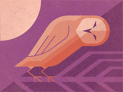 Barn Owl barn owl geometric geometric design grid illustration moon night owl purple