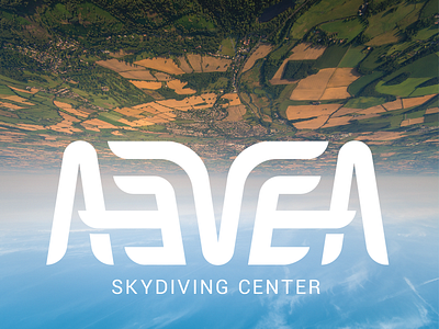 Aevea Skydiving Center adventure airline branding flying identity logo design mark parachuting skydiving typographic wings wordmark