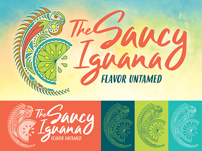 The Saucy Iguana Logo branding design food truck geometricl identity iguana illustration lime lizard logo mark mexican pepper restaurant saucy