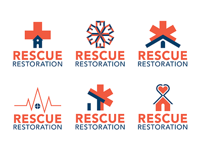 Rescue Restoration - Logo Design Concepts ambulance brand branding emergency emt heart home house icon identity logo mark rescue restoration