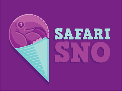 Safari Sno - Logo Design baby branding cute elephant icecream icon illustration kids logo mark purple safari shaved ice sno cone snow cone