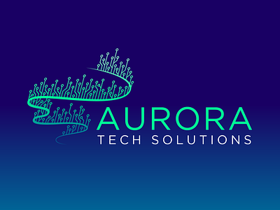 Aurora Tech Solutions - Logo Design aurora aurora borealis branding circuit board circuits clever design identity it logo mark northern lights tech technology