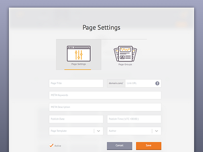 Page Settings cms form groups juicy meta page selects settings tab bar title url