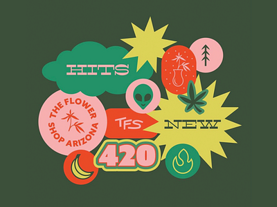 The Flower Shop Social Media Content badge badge design brand branding cannabis cannabis brand cannabis branding content design hand lettering icon icon design illustration illustrator logo logo design social social content social media weed