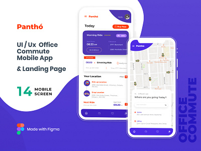 Panthó: Mobile UI Kit for Office Commute cab booking app commute app landing page landing page design mobile app design ui design ux design