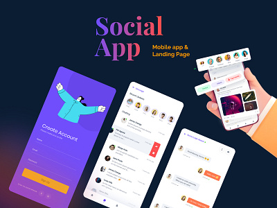 Sociama | Mobile App and Landing Page Figma Template