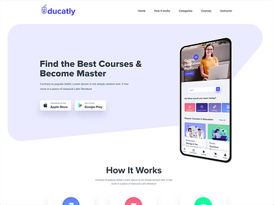 Educatly | Marketing Website for Education App design design studio easy design education app elearning app figma landing page marketing website mobile app landing page product landing page promotional website ui ui design ux ux design web design web template website website design website template
