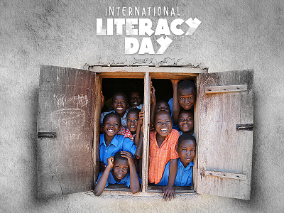 International Literacy Day banner child care design graphic design literacy literacy day typography