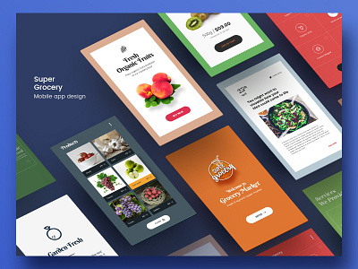 Super Grocery App Screens app branding design graphic design logo marketing screen design screen mockup ui ui ux user interface ux