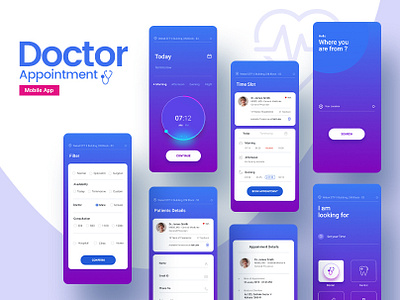 App for Making Doctor Appointments android app doctor appointment gradient ios medical app mobile application design ui design ux design