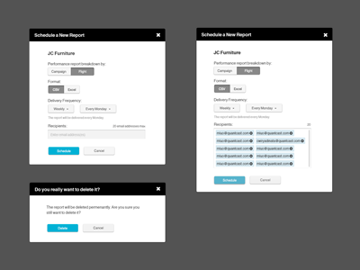 Modals dialogue form modal overlay schedule