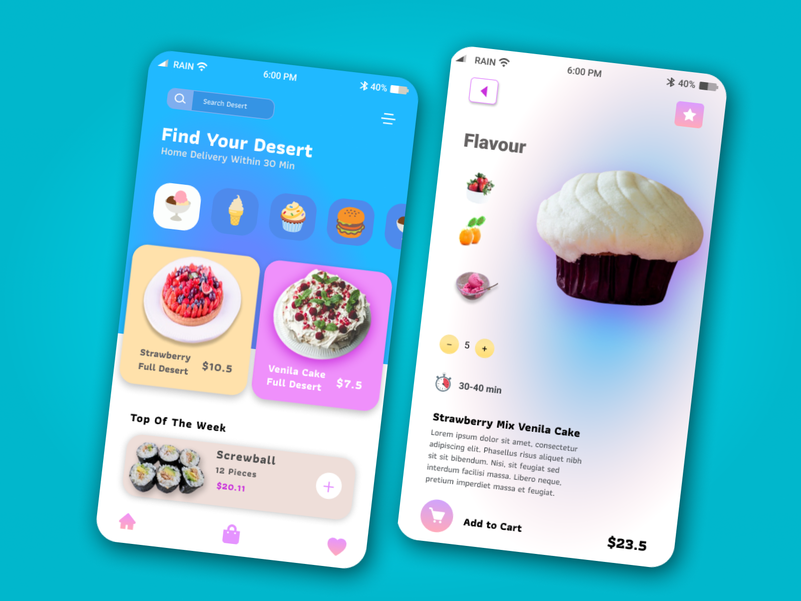 Desert Food delivery app concept by AL AMIN KHAN on Dribbble