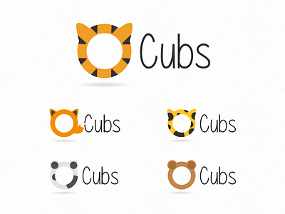 Cubs Childcare Branding bear brand childcare creche cubs fox logo panda tiger
