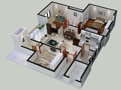 3D Floor Plan Designs by Sushmita Roy on Dribbble