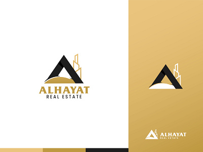 Alhayat real estate logo 2022 animation branding bulding color design font gold illustrator logo logo brand logo design love real real estate
