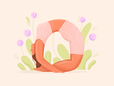 Yoga time 🙏🏻 character cute design exercises flat girl illustration letters procreate sport typography woman yoga