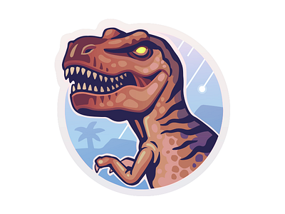 Tyrannosaur sticker character dinosaur icon illustration sticker tyrannosaur