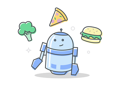 Choose broccoli burger choose illustrstion pizza robot