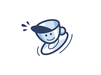 Cupboy character coffee cup drop icon