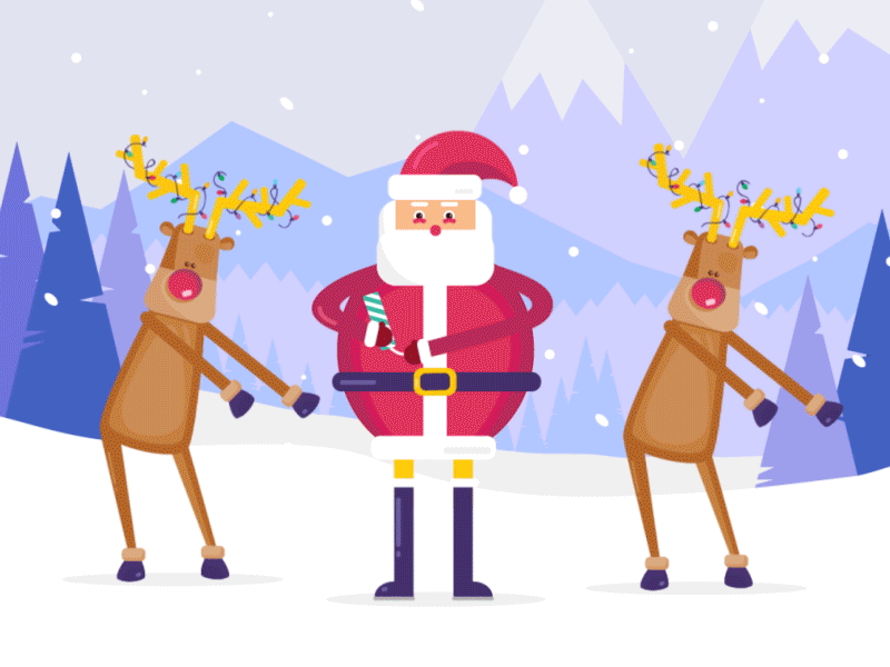 Christmas Mood 2d character animation christmas confetti dancing flat floss gif holidays illustration motion reindeer santa snow vector winter xmas