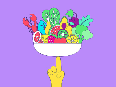 Balanced Meal adobe illustrator digital art flat food fruit green hand healthy illustration meal vector