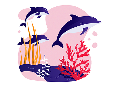Dolphin Safe | Principles for Loving the Sea 2d biodiversity digitalart dolphin ecology environment fish illustration nature ocean sea vector