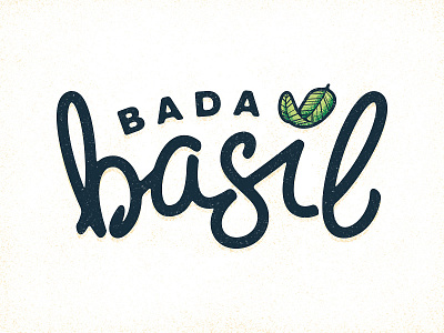 Bada Basil Logo branding food hand drawn leaf logo restaurant script sean dockery type