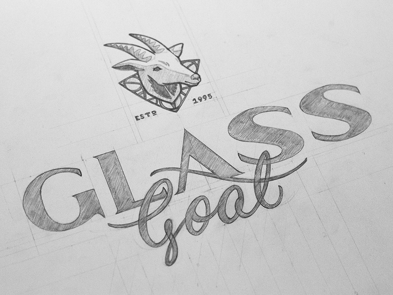 Glass Goat Logo branding logo typography type lettering goat glass illustration stained glass