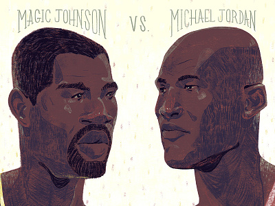 Magic Johnson Vs. Jordan basketball drawing editorial illustration jordan magic johnson michael jordan sean dockery