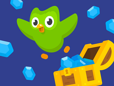 Gems! chest design duo duolingo gems illustration language learning loot loot box