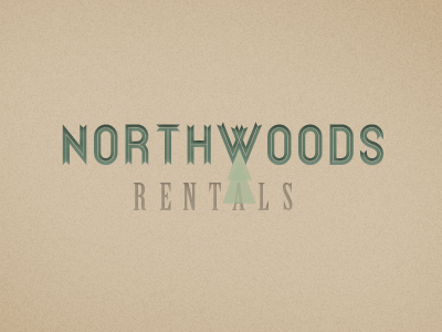 Northwoods Rental Logo logo north pine rental ribbon font tree up north woods