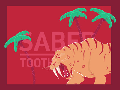 Saber tooth 01 design flat graphic graphics illustration lion lion head minimal monochrome orange palm palm trees red sabermetrics sabertooth simpel simple teeth tiger vector