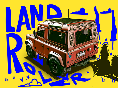 Land Rover ai blue car drawing land rover perspective sketch type