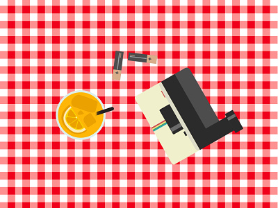 PICKNICK polaroid 2d battery batterys design flat glass graphic graphics ice cubes illustration juice orange orange juice picknick polaroid simple straw texture vector