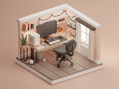 3D Rooms - Workspace - Blender 3d graphic design