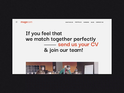 Magecom career page design animation career corporate interaction magento minimalist page swiss typography