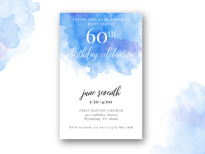 Watercolor Birthday Invitation birthday invitation paper print design watercolor