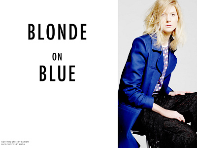 Blonde On Blue art direction beauty photography campaign designer apparel fashion model studio text