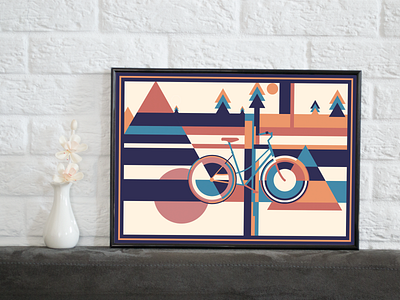 Bike Art print abstract art print bike colors poster