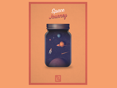 Space Journey jar planets poster space spaceship stars