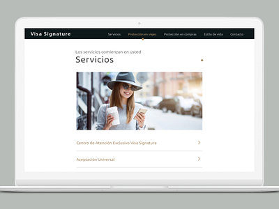 Visa Signature - Welcome Kit "Servicios" (Desktop Version) app design desktop digital interactive ui ux visual web