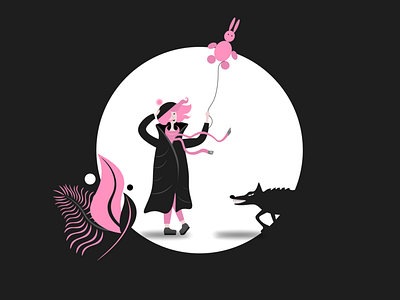 MooD adobe illustrator girl illustration mood pink vector wolf